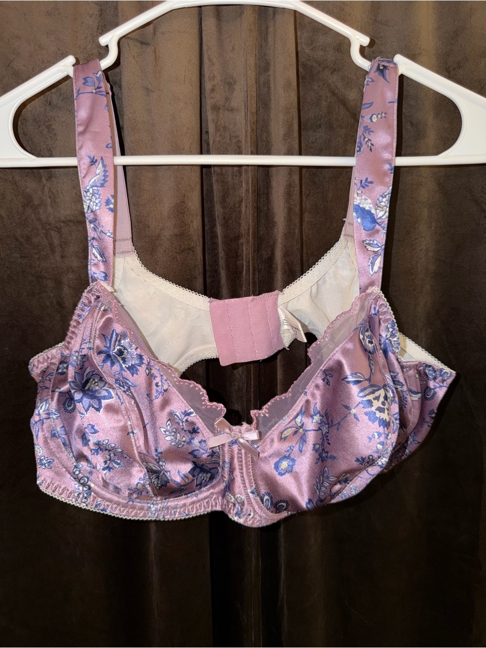 Fashion Bug Floral Satin Underwire Bra in Lavender